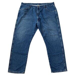 Wrangler Mens 42x30 Authentic Jeans Loose Blue Denim Straight Leg 85900DW